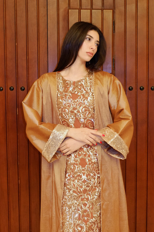 TAFFETA EMROIDED DRESS SET