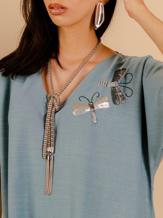 Maxi Cyan Linen Dress