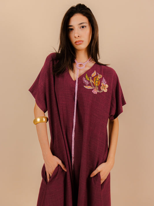 Maxi BoysenberryLinen Dress