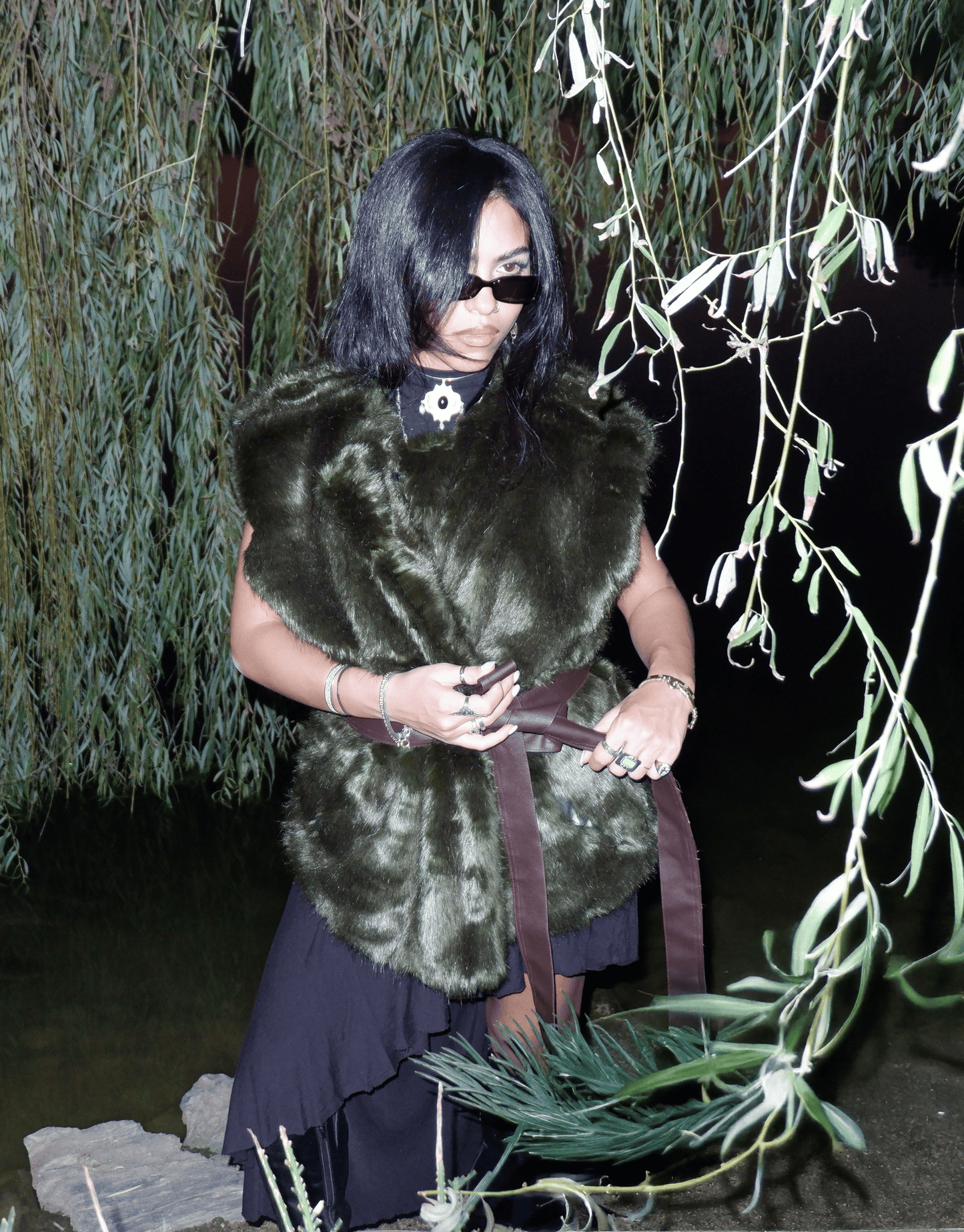 Olive Green Fur Vest